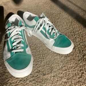 White and teal vans shoes
